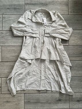 BP Nordstrom Dramatic High-Low Striped Peplum Top